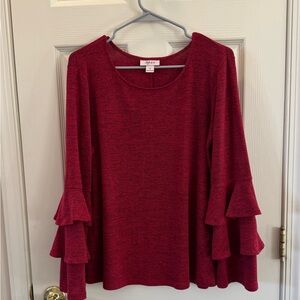 Style & Co. Burgundy Ruffle Sleeve Blouse